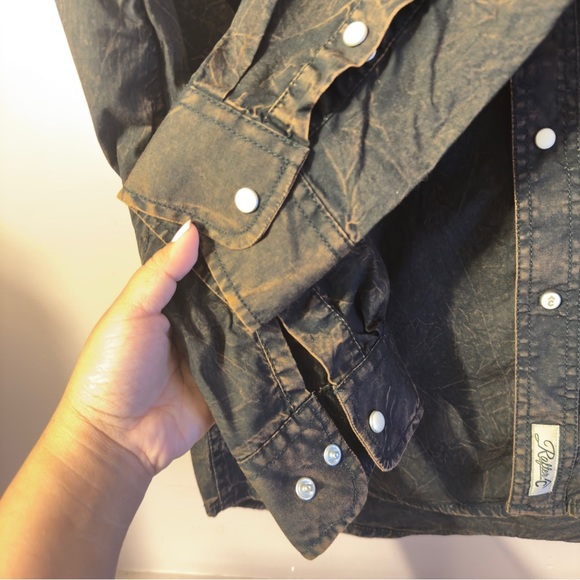 Rafter C Cowboy Collection Pearl Snap Western Long Sleeve Men Brown Size L - Picture 5 of 7